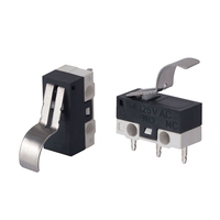 Mini micro-interrupteur 3 broches à borne droite, levier métallique courbé SPDT 5A250VAC, micro-interrupteur à action rapide pour appareils électroménagers