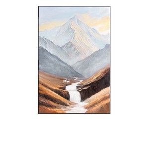 Hand Painted Oil Painting Golden Mountains Landscape Large Size Modern Minimalist Living Room Sofa Background Wall Art Decor - Product Image 5