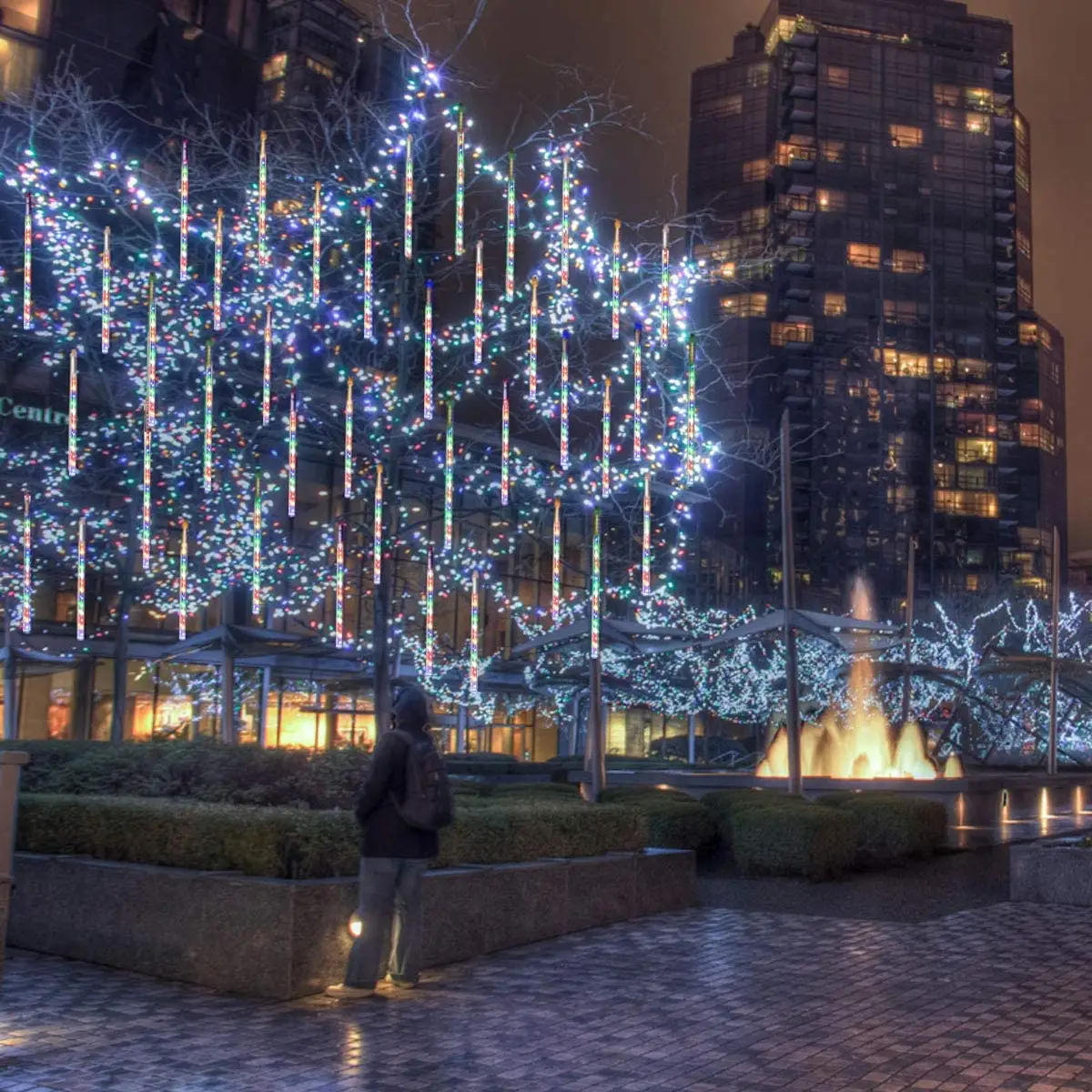 LED Solar 10 tubos lluvia de meteoritos luces de cadena guirnalda de luces coloridas luces decorativas hogar boda árbol de Navidad al aire libre