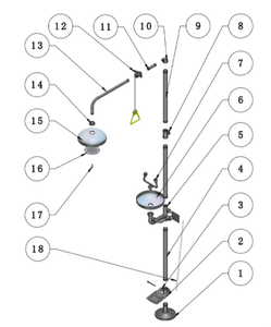 <span class=keywords><strong>Lavaojos</strong></span> y Ducha Combinados de Acero Inoxidable de Alta Seguridad, con Equilibrio de Presión, de Pie, Contemporáneos, para Uso en Hospitales y Escuelas, Resistentes a Químicos - Product Image 5