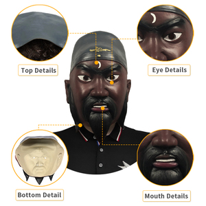 Halloween Crossdresser Prop Maskerade Black Bao Gong Realistische Full Head <span class=keywords><strong>Latex</strong></span> Mannelijke Masker Cosplay Party Custom Maskers - Product Image 3