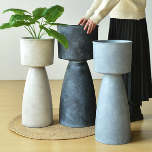 Grand pot à fleurs <span class=keywords><strong>sur</strong></span> <span class=keywords><strong>pied</strong></span>, style vintage rétro nostalgique, pour balcon, jardin, extérieur, résistant aux hautes températures, respirant - Product Image 2
