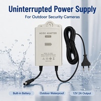 Adaptador de Corriente UPS de 12V 2A 24W para Exteriores, Resistente a la Lluvia, para Cámaras de Vigilancia