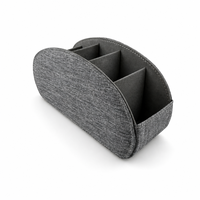 Organisateur de télécommandes en tissu, boîte de rangement de bureau demi-ronde avec plusieurs compartiments pour les télécommandes de téléviseur et de climatiseur