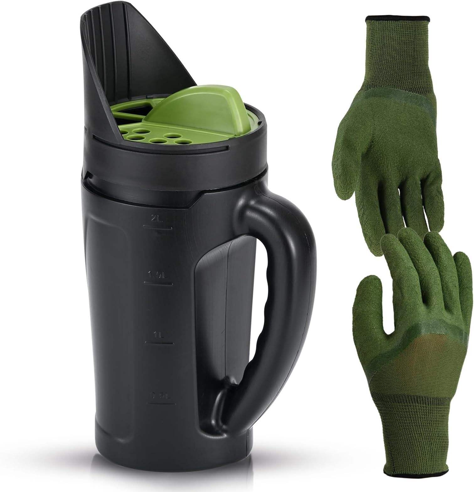 Pot de semis vert avec gants