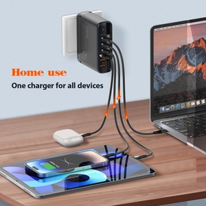 شاحن LDNIO A6140C بشاشة LED وتقنية PD وQC5.0 بقوة 140 واط، شاحن USB فائق السرعة بتقنية GaN للهواتف المحمولة، مع قابس عالمي قابل للتبديل للهواتف المحمولة وأجهزة الكمبيوتر المحمولة - Product Image 3