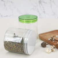 Pot de stockage en PET de qualité alimentaire de 16 oz, hermétique, avec couvercle à vis, transparent, pour bonbons, biscuits, grains de café, stockage en cuisine