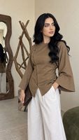 Abaya pour femmes F-40 avec boutons latéraux - Couleur unie - Polyester respirant - Longueur cheville - Manches longues - Style élégant