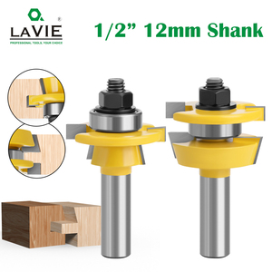 Routeur Bits Travail Du Bois LAVIE 2pcs <span class=keywords><strong>12mm</strong></span> 1/2 "Shank Shaker Rail & Stile Router Bit Set Carbide Porte Couteau À Bois Tenon Cutter Outils pour Bois 03055-C - Product Image 2