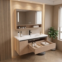 Meuble de salle de bain avec vasque et miroir, armoire de rangement pour salle de bain avec tiroirs et miroir
