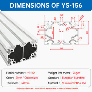 8080工業用アルミ押出材プロファイル機器ヘビーデューティー<span class=keywords><strong>80120</strong></span>機械設備アルミプロファイル - Product Image 2