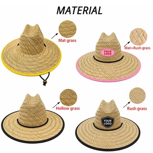 Custom Patch logo Bottom Print <b>Summer</b> Lifeguard <b>Straw</b> <b>Hat</b> Wholesale Sun Fishing <b>Straw</b> lifeguard <b>Hat</b> for Sun Protection - Product Image 6