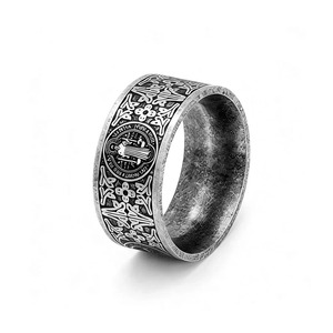 yunnique Retro Stainless Steel Men's <b>Ring</b> St. Benedict Cross Exorcist <b>Ring</b> Gift Jewelry Wholesale - Product Image 5