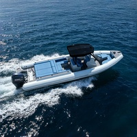 Bateau semi-rigide en aluminium 990 de 9,9 m à grande vitesse, avec tube Orca Hypalon noir intégral, toit rigide et demi-cabine, bateau pneumatique semi-rigide, yacht pneumatique