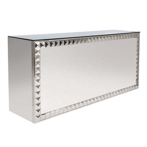 Mostrador de barra de Metal moderno, espejo dorado, diseño Rectangular, tapa de cristal <span class=keywords><strong>para</strong></span> bodas, eventos al aire libre, recepción <span class=keywords><strong>en</strong></span> casa, sala de estar - Product Image 5