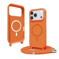 Coque de téléphone tout-en-un mate à motif animalier pour iPhone avec cordon bandoulière et fixation magnétique compatible avec les modèles 18, 17, 15, 14/16