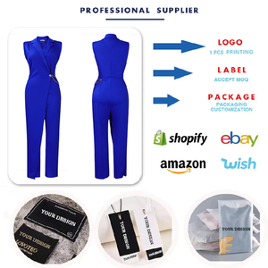 C8576 Ultimo Modello di <span class=keywords><strong>Tuta</strong></span> Estiva per Signore, Elegante Colletto, Tinta Unita, Gamba Larga, <span class=keywords><strong>Tuta</strong></span> Intera per Donne con Catena - Product Image 3