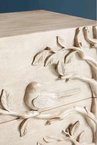 <span class=keywords><strong>Commode</strong></span> à 3 tiroirs en bois massif, buffet rustique fait main avec relief floral, meuble de rangement antique pour salon - Product Image 3