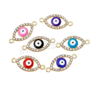 DIY enamel Zinc Alloy Eye jewelry connectors with rhinestone plated more colors for choice 22x10mm 20PCs/Bag 1734277