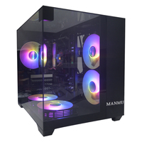 Gabinete de PC para Juegos Manmu MicroATX Mid Tower RGB con Panel Lateral de Aleación de Aluminio y Acero, Color Negro, en Stock