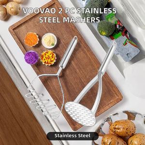 Écraseurs de pommes de terre et de haricots 2-en-1 pour la famille, en acier inoxydable 304, lavables au lave-vaisselle, faciles à nettoyer, taille M - Product Image 2