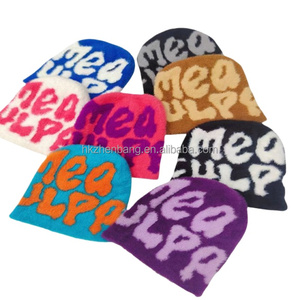 Gorro de Punto sin Borde HKZB Personalizado al por Mayor, con Estampado de Letras, Cálido para Invierno, con Bordado, Diseño Lindo para Viajes Unisex - Product Image 2