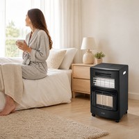 Chauffage au gaz et électrique 2-en-1 à air chaud, ventilateur portable d'intérieur sur pied, 3 niveaux de chaleur, télécommande, GPL Propane