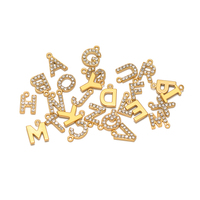 Lot de 5 Breloques Lettres Alphabet Anglais en Acier Inoxydable de 10 mm, Pendentifs Diamant pour Colliers, Bracelets, Boucles d'Oreilles et Chaînes de Cheville