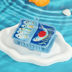 Pince à cheveux légère en acrylique, design créatif et mignon, motifs poisson et requin, série Océan, pour femme, pour l'arrière de la tête, type griffe - Product Image 4