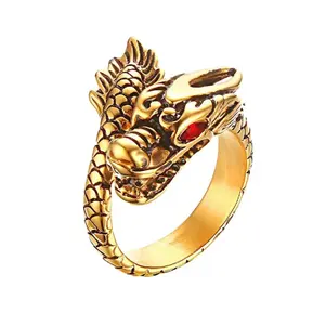 Goud Chinese Draak Lange Ring Voor Mannen Vrouwen Unisex Punk Hip Hop Legering Ringen Vintage Cool Sieraden