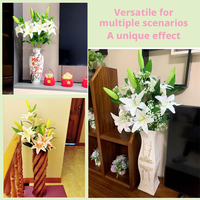 Fleur de lys artificielle en soie imperméable à l'eau, faite à la main, à 3 têtes, effet toucher réel, pour la décoration de table à la maison, arrangement floral de mariage