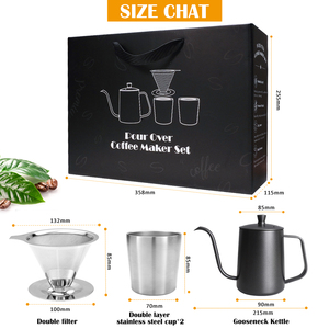 Suitcase Box Pour Over Coffee Set Stainless Steel Cups Filter Gooseneck <b>Kettle</b> Maker C0044 Stainless Steel Construction - Product Image 4