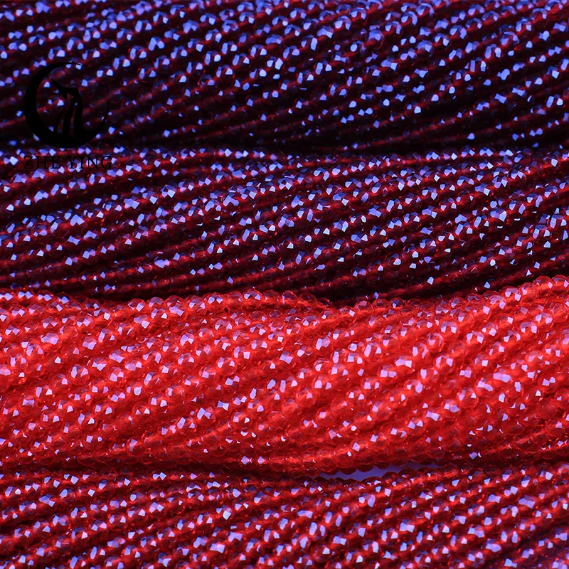 Zhe यिंग थोक 2mm 3mm faceted हाइड्रो क्रिस्टल मोती के लिए सियाम लाल रूबी मोती rondelle ग्लास क्रिस्टल मोती गहने बनाने