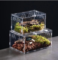 Boîte en plastique transparente pour reptiles avec fermeture à bouton, habitat de luxe pour l'élevage des crabes ermites, OEM