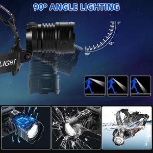 Lampada frontale ricaricabile Super luminosa da 90 angoli con luci frontali regolabili per la messa a fuoco del prodotto - Product Image 5