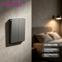 Interrupteurs muraux électriques FOMSI, norme britannique, noir, blanc, or, gris, finition Skin-touch, sans bordure, 2 gangues, 1 voie, interrupteur d'éclairage
