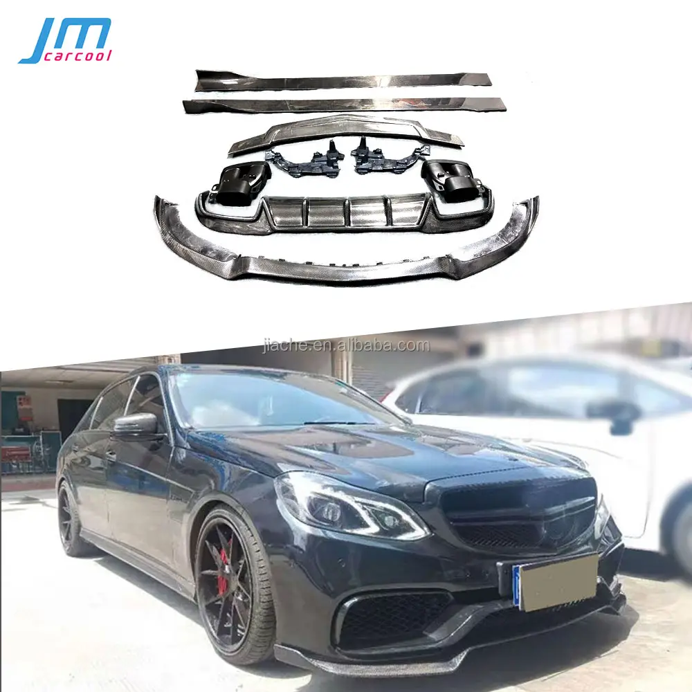 Rok samping Spoiler Diffuser belakang Bumper depan 2014-2016 Kit bodi serat karbon untuk Benz E Class W212 E260 E300 E400 E63 AMG