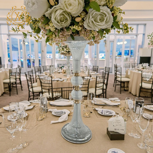 Florero DE MESA DE BODA, centro de mesa de acrílico transparente, soporte alto de flores de Metal dorado para Decoración de mesa de boda - Product Image 3