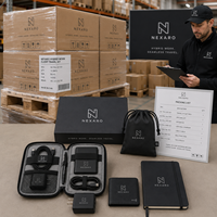 Ensemble cadeau d'affaires personnalisé avec logo pour clients, comprenant un organiseur de technologie, un chargeur, un étui pour passeport et un carnet