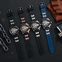 Nouveau bleu sport Triangle hommes montres pointeurs lumineux mode bracelet en caoutchouc Quartz montre-bracelet étanche montre Q1860