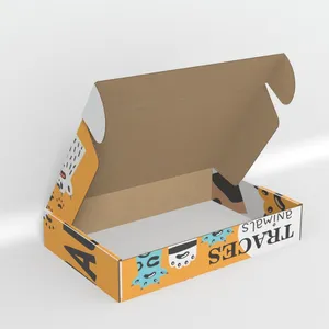 Custom Printed Cute Animal Pattern Corrugated Cardboard Carton Packaging Mailer Box for Shipping Goods Cartoon Paper Box