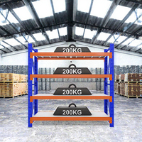 Étagère de rangement réglable à trous papillon, capacité de charge uniforme de 200 kg par niveau, rayonnage métallique pour entrepôt