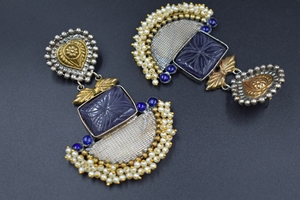 New Fashionable Indian Ethnic Dualtone Stone <b>Jhumka</b> Stud Earring Jewelry for Women and Girls available at Reasonable Price - Product Image 3