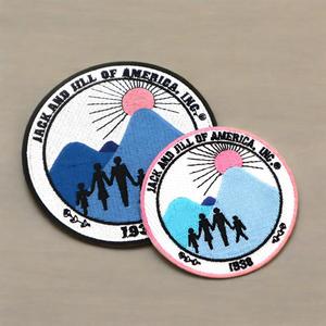 Изготовленный на заказ 3 "или 4" Jack Jill of America Inc нашивка с вышитым логотипом ручной работы Железный тканевый патч с 3D-дизайном из смолы