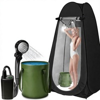 Kit de Douche de Camping Portable Pop-Up avec Tente d'Intimité, Lumières LED, Pompe Rechargeable 6000mAh, Seau Pliable Étanche 6,6 Gallons, Installation Rapide