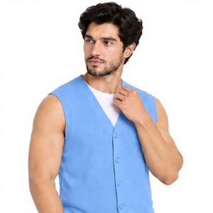 Pull sans manches en maille de laine mélangée pour homme, col rond, logo personnalisé sur le devant, chaud pour l'hiver, haute qualité, vente en gros de tricots - Product Image 1