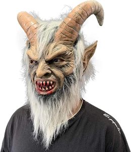 Máscara de Lucifer con <span class=keywords><strong>Cuernos</strong></span>, Terrorífica, de Krampus, Transpirable, de Látex Natural, Cabeza de <span class=keywords><strong>Demonio</strong></span> Cabra, para Carnaval, Halloween, Eventos y Fiestas Temáticas de Terror - Product Image 2