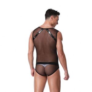 Pole Dancing Set Lingerie Catsuit Noir Mesh Voir À Travers Body Hommes Costumes Érotiques - Product Image 3