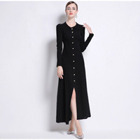Vêtements pour femmes en gros, robe en tricot à manches longues pour l'automne, robe élégante de haute qualité, mode de luxe, robes noires pour femmes