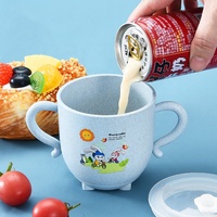 Paille de blé pour enfants 270ml tasse à gobelet avec poignée, tasse réutilisable avec couvercle et paille